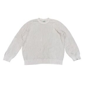 LL Bean Sunwashed Textured Cotton Sweater XXL‎ Crewneck Oyster Shell Mens Casual